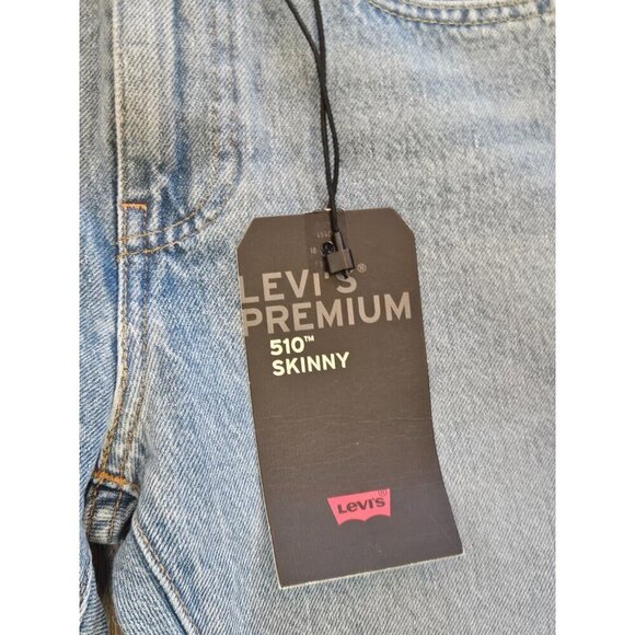 New Levis Premium 510 Skinny Jeans Mens 27x30 Light Wash Denim Stretch - Picture 6 of 16